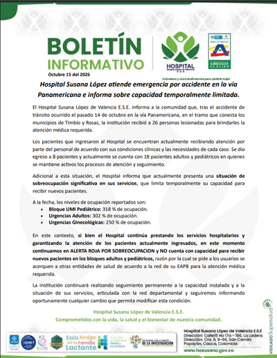 Comunicado oficial | Alerta roja por sobreocupación hospitalaria