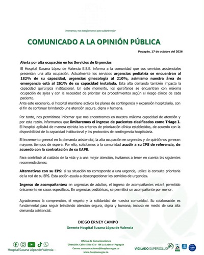 Comunicado a la opinión pública