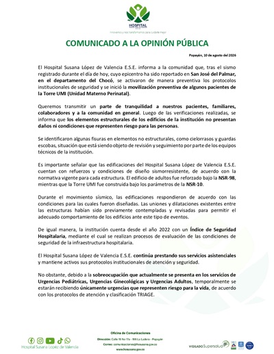 Información importante a nuestra comunidad